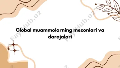 global muammolar va ularning hal qilish yo'llari — PDF