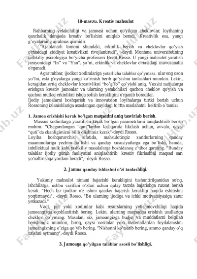 kreativlikni rivojlantirish uchun maslahatlar — PDF
