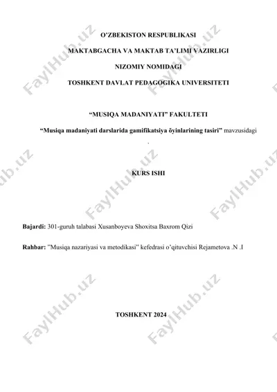 musiqa madaniyati darslarida gamifikatsiya o'yinlarining tasiri — DOCX