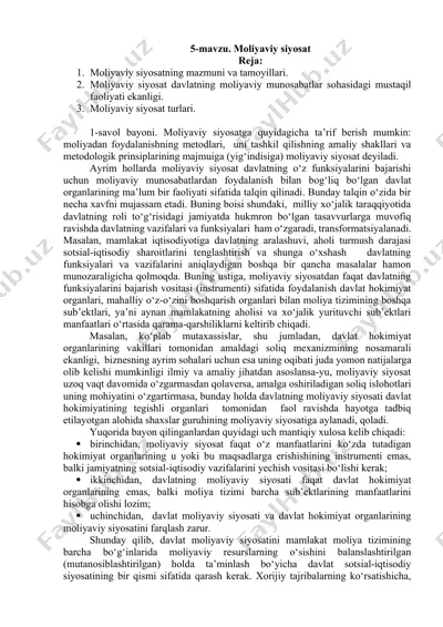 moliyaviy siyosat — DOCX
