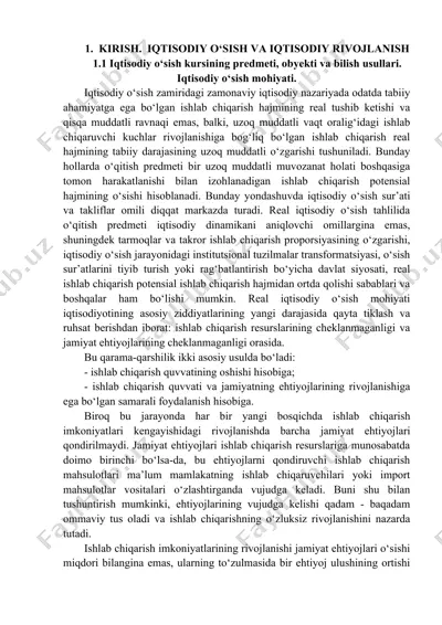 iqtisodiy o‘sish va iqtisodiy rivojlanish — DOCX