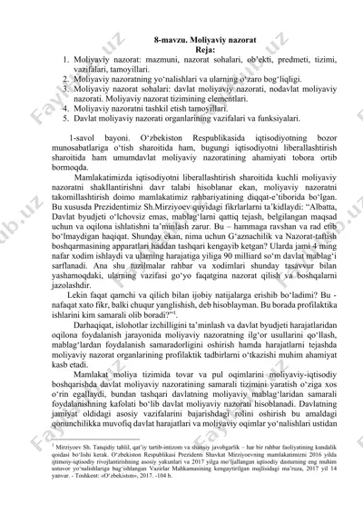 moliyaviy nazorat — DOCX