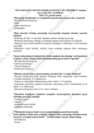 psychologi and psychodiagnostics of children — DOCX