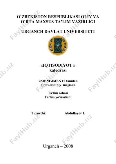 o`zbеkistоn rеspublikasi оliy va o`rta maхsus ta’lim vazirligi — DOC