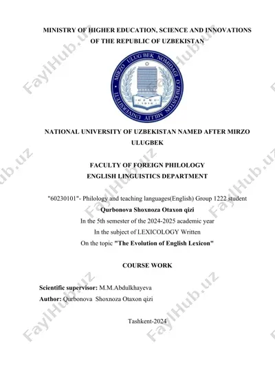 course work on "the evolution of english lexicon" — DOCX