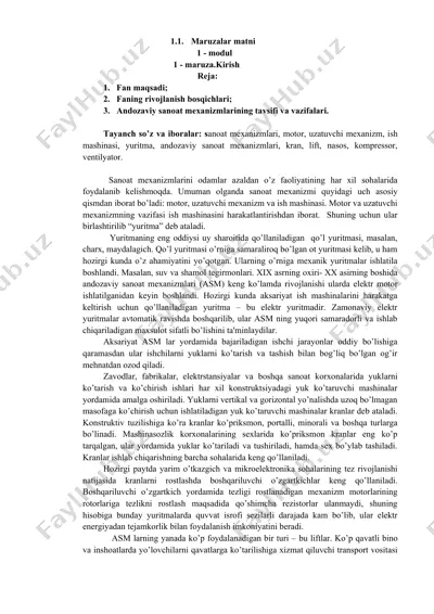 sanoat mеxanizmlari — DOCX