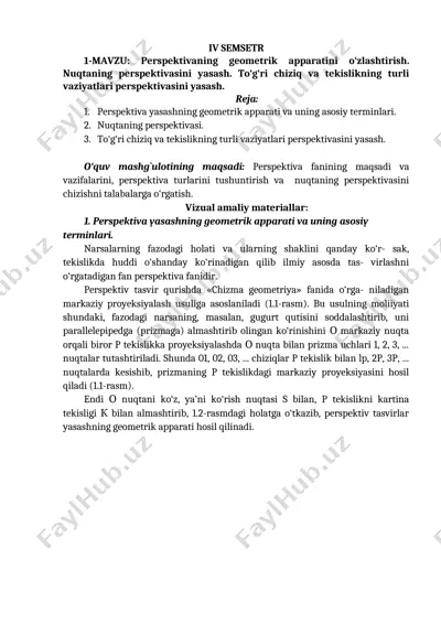 perspektiva fanining geometrik apparati — DOC