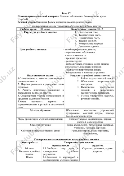 универсальная модель технологии обучения на учебном занятии — DOCX