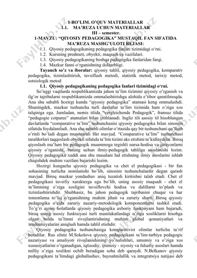 qiyosiy pedagogika — DOCX