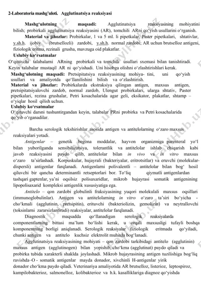 agglutinatsiya reaksiyasi — DOCX