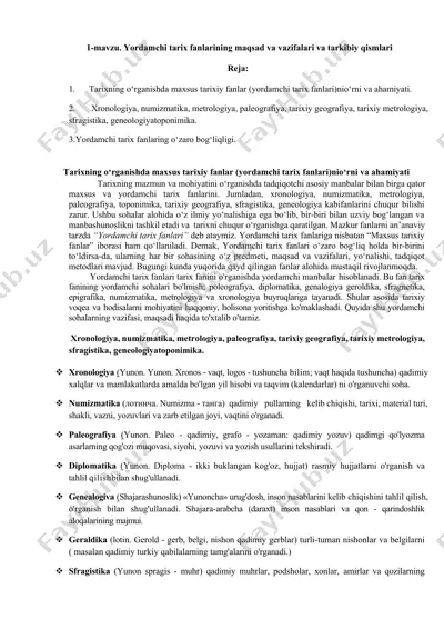 yordamchi tarix fanlari — DOCX