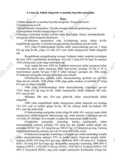 energetika tarixi — DOCX
