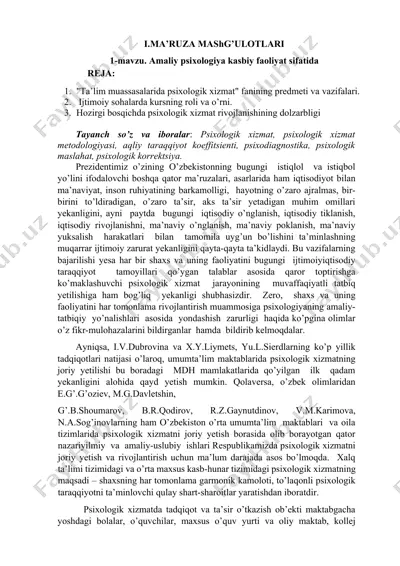amaliy psixologiya kasbiy faoliyatida ta'lim muassasalari — DOCX