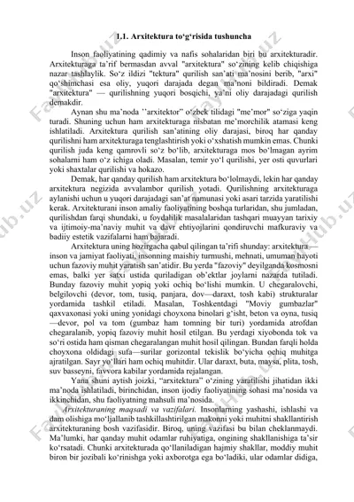 arxitektura to‘g‘risida tushuncha — DOCX