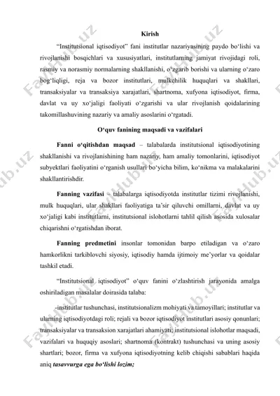 institutsional iqtisodiyot — DOCX