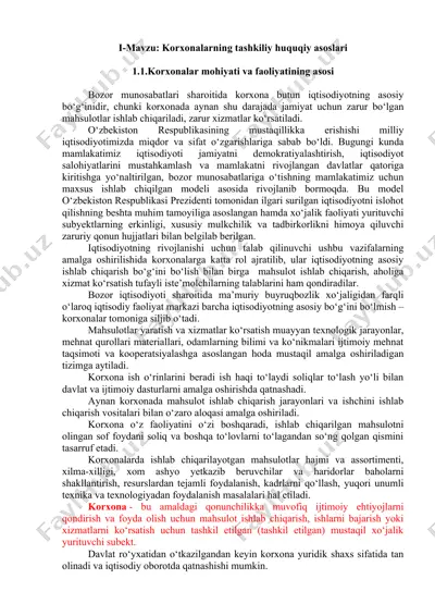 korxonalarning tashkiliy huquqiy asoslari — DOCX