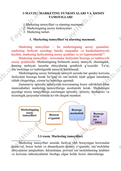 marketing funksiyalari va asosiy tamoyillari — DOCX