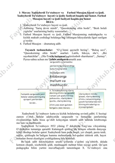 xudoyberdi to‘xtaboyev va farhod musajon hayoti va ijodi — DOCX