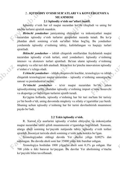 iqtisodiy o‘sish sur’atlari va konvergensiya muammosi — DOCX