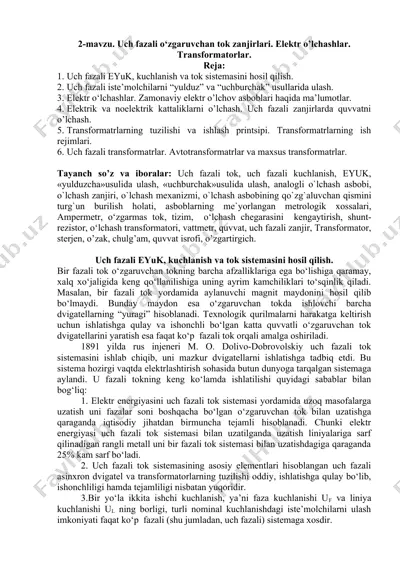 elektr o‘lchashlar. transformatorlar — DOCX