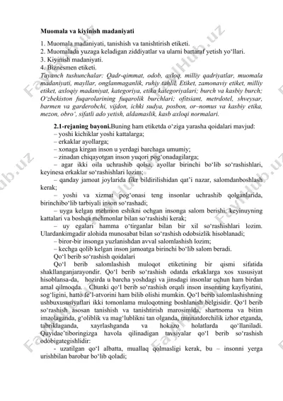 muomala va kiyinish madaniyati — DOCX