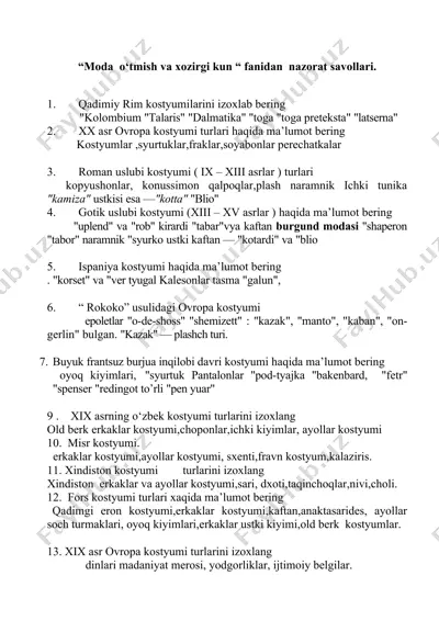 kostyumlar tarixi — DOCX