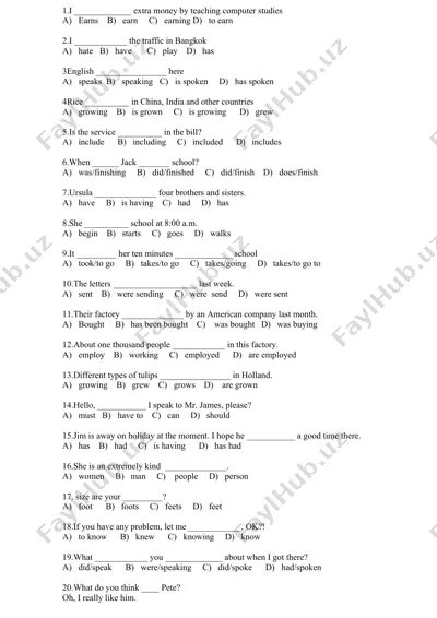 gaplar to'plami bilan test savollari — DOCX