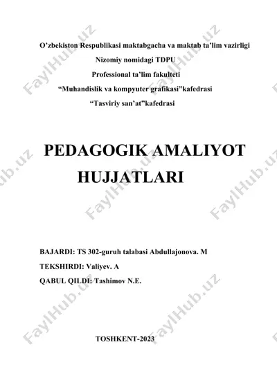 pedagogik amaliyot hujjatlari — DOCX
