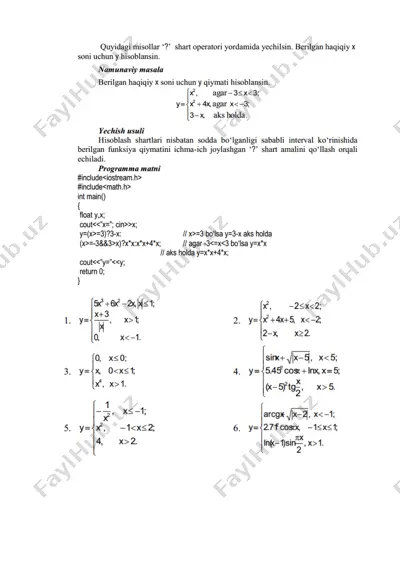 labaratoriya topshiriqlari if else operatoriga — DOCX