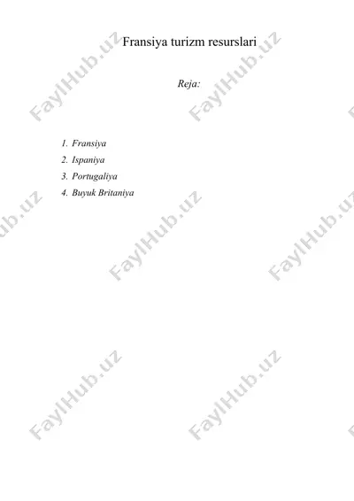 fransiya turizm resurslari — DOCX