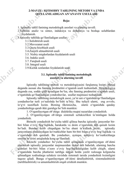 iqtisodiy tahlining metodlari — DOCX