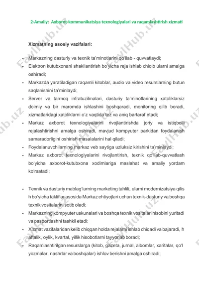 axborot-kommunikatsiya texnologiyalari va raqamlashtirish xizmati — DOCX