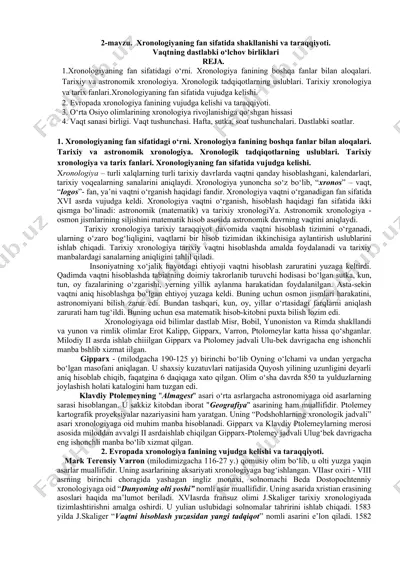 xronologiya va uning tarixiy taraqqiyoti — DOCX