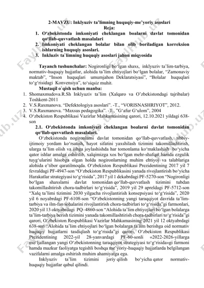 inklyuziv ta’limning huquqiy-me’yoriy asoslari — DOCX