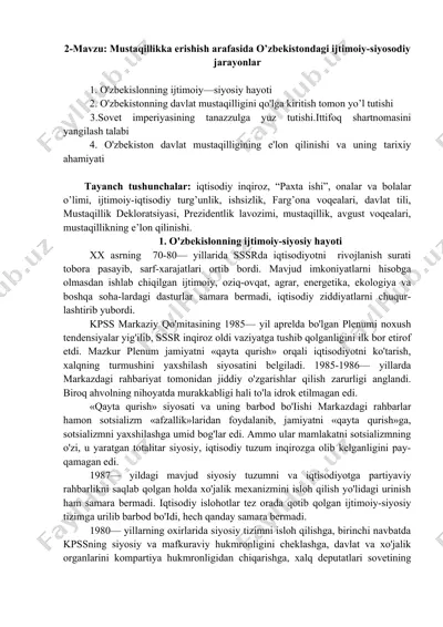 o'zbekistonning ijtimoiy-siyosiy hayoti — DOC