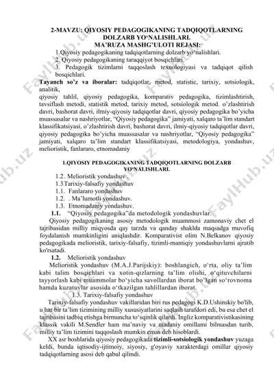 qiyosiy pedagogikaning tadqiqotlarning dolzarb yo‘nalishlari — DOCX