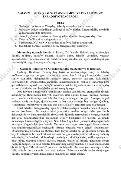 qadimgi hindiston va xitoydagi falsafiy maktablar va ta'limotlar — DOCX
