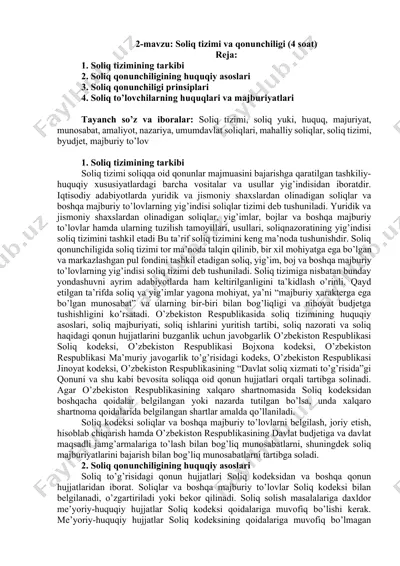soliq tizimi va qonunchiligi — DOCX