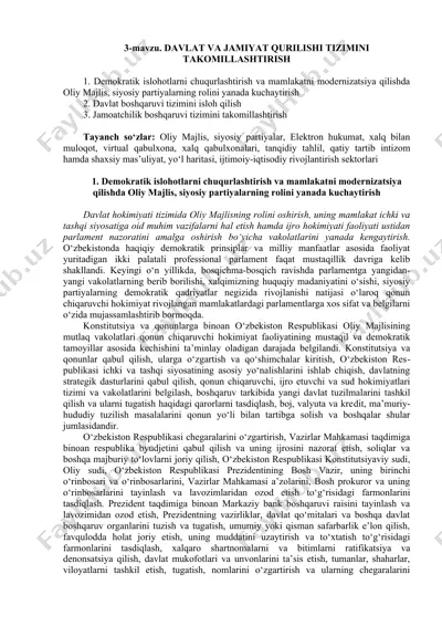 davlat va jamiyat qurilishi tizimini takomillashtirish — DOCX