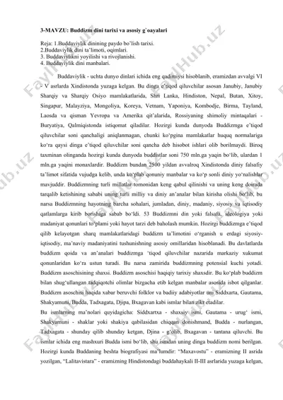 buddizm dini tarixi va asosiy g`oayalari — DOC