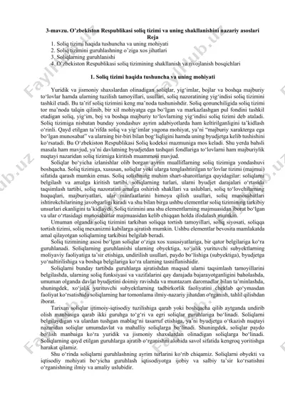 o’zbekiston respublikasi soliq tizimi va uning shakllanishini nazariy asoslari — DOCX