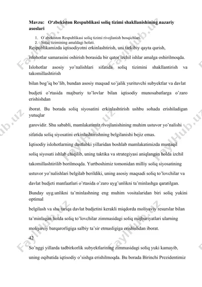 o‘zbekiston respublikasi soliq tizimi shakllanishining nazariy asoslari — DOCX