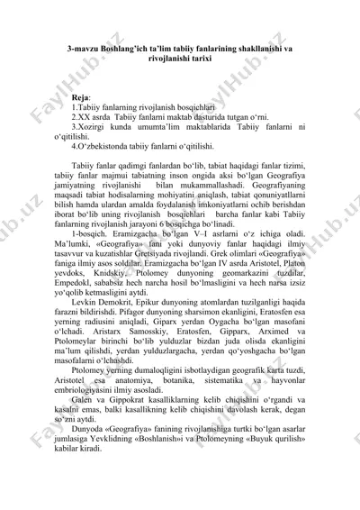 tabiiy fanlarning rivojlanish bosqichlari — DOCX