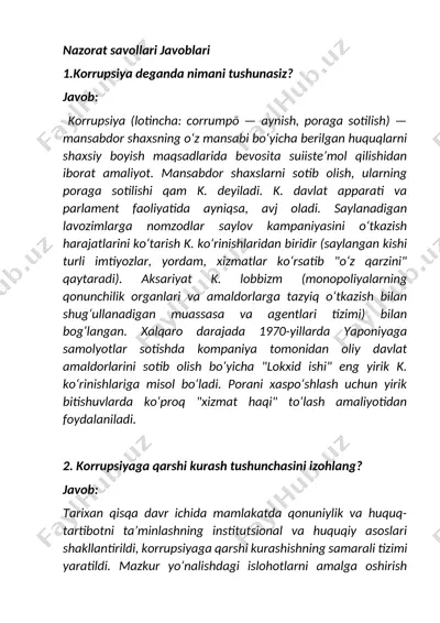 korrupsiya va uning qarshi kurash — DOCX