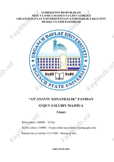 an`anaviy va xalq qo`shiqchilgi 3-kurs — DOC