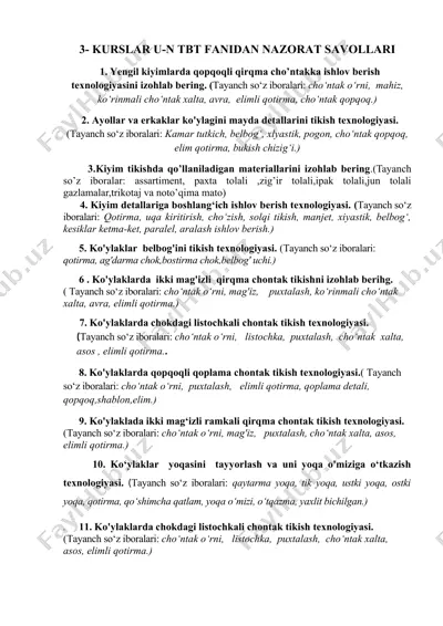 kiyim tikish texnologiyalari — DOCX