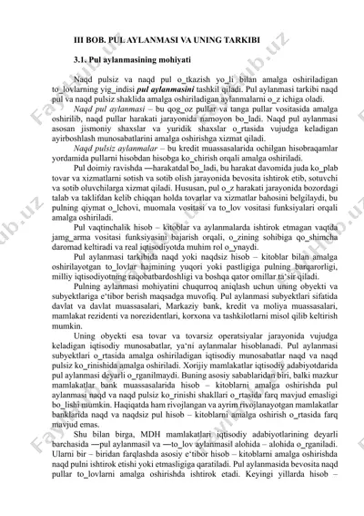 pul aylanmasi va uning tarkibi — DOCX