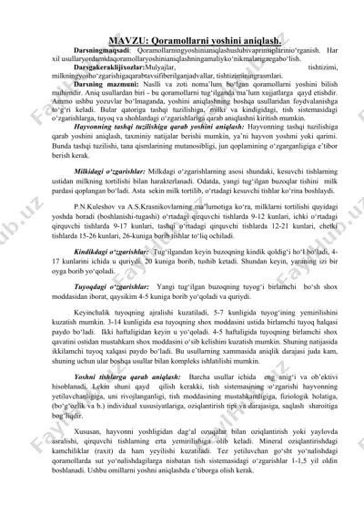 qoramollarni yoshini aniqlash — DOCX