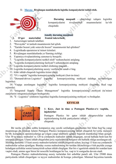 rivojlangan mamlakatlarda logistika kompaniyalarini tashkil etish — DOCX