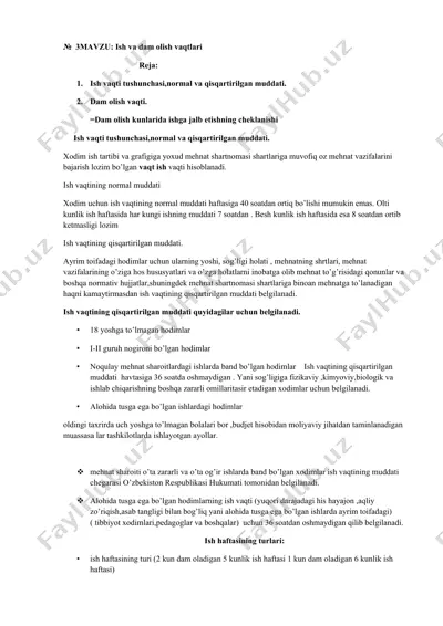 ish va dam olish vaqtlari — DOCX